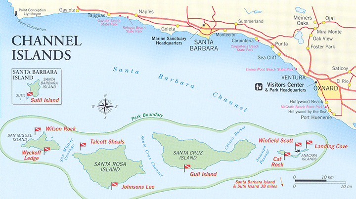 Channel Islands Dive Map