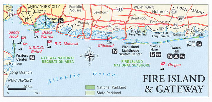 Fire Island Dive Map