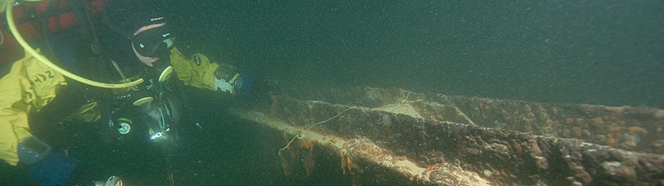 Diver at depth on the Aggragate Plant