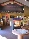 Interior view of visitor center, with exhibits