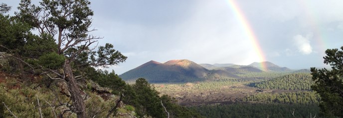 Rainbow over Sunset Crater Volcano
