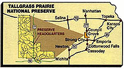 Map of Kansas showing preserve location.