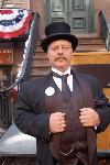 T.R. re-enactor Joe Wiegand greets the visitors.