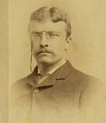 Portrait of Theodore Roosevelt with glasses, circa 1885.