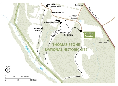 Map of Thomas Stone NHS - trails and facilities