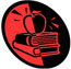  Clip art image with apple on top of a stack of books.
