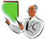  Clip art image with a teacher at the blackboard.