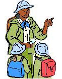 Clip art of kids with a guide