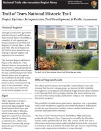 Thumbnail image of the April 2012 newsletter for the Trail of Tears National Historic Trail.