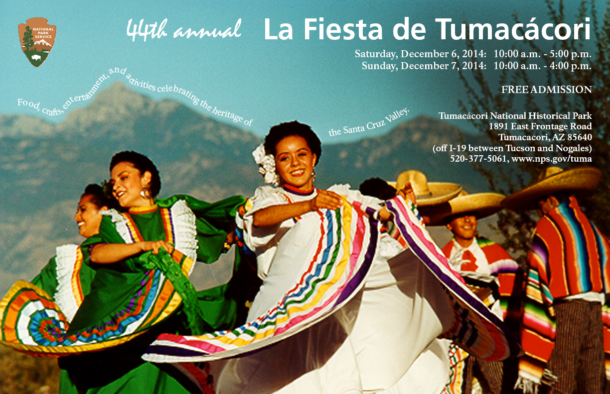 folklorico dancers in front of mountains with text