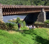 Looking upstream towards the Roebling Bridge from the PA side of the river