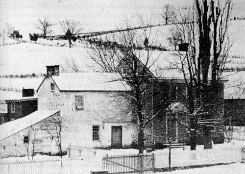 Fig. 1. The earliest known photograph of Washington's Headquarters at Valley Forge, c. 1861. The building was privately owned at the time and used as a residence. (Courtesy, Valley Forge National Historical Park)