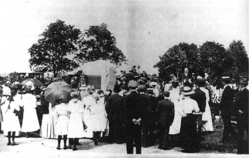 Fig 9. The 1911 dedication ceremony for monument commissioned by the Valley Forge DAR. The location was then thought to be an unmarked burial ground for Revolutionary soldiers.