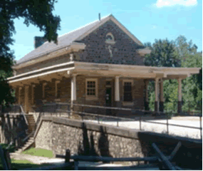 Brick railway station.