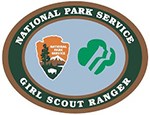 National Park Service Girl Scout logo. Arrowhead logo on the left and Girl Scouts of America logo on the right.