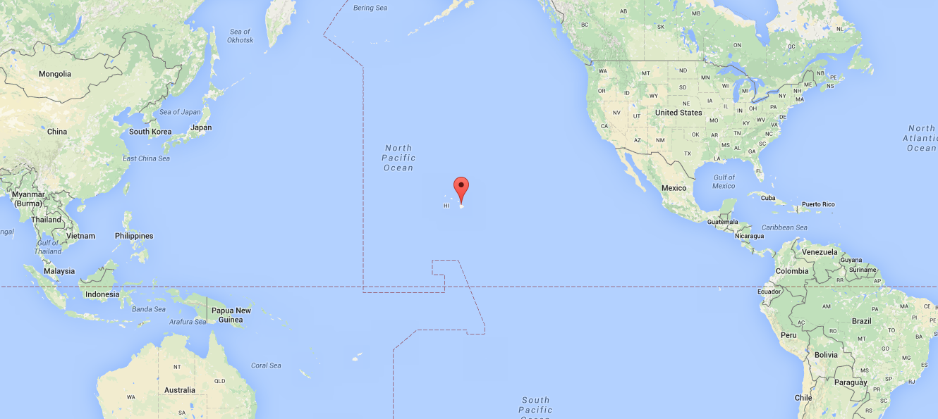 A google map image of Hawaii.