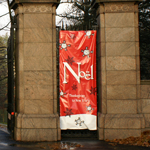 Main Entrance Gates, Christmas Banners: Joyeux Noel.  2008