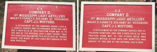 1st Mississippi Light Artillery, Company D Tablets