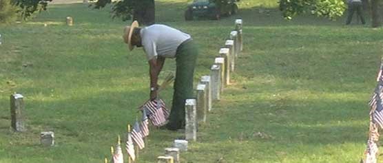 Placing Flags in Vicksburg National Cemetery