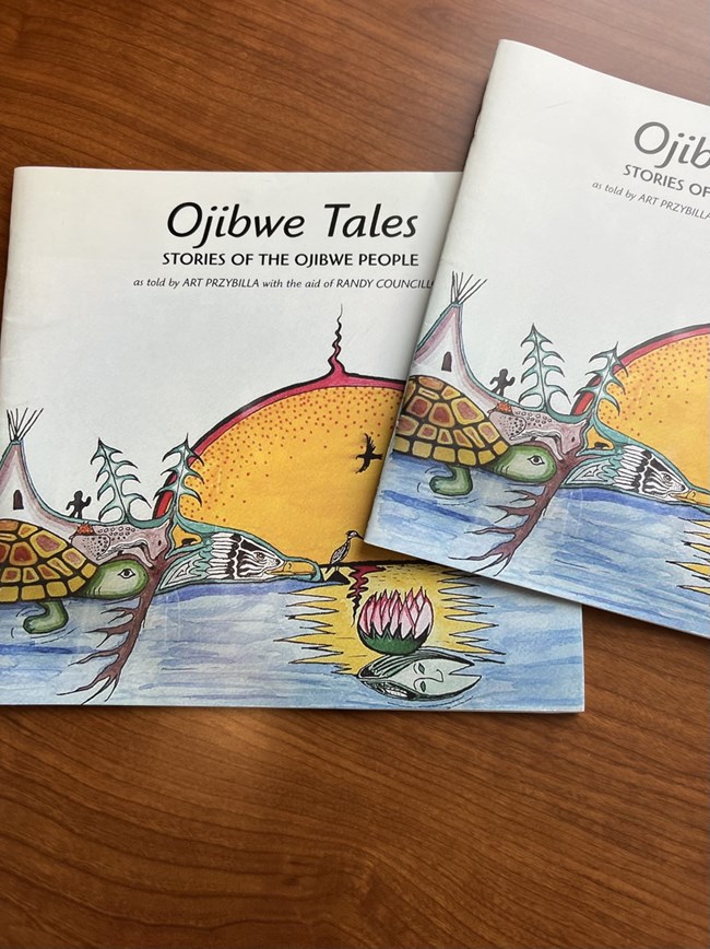 Image of Ojibwe tales book on table