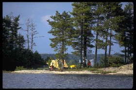 tent camping in one of the park's boat-in campsites