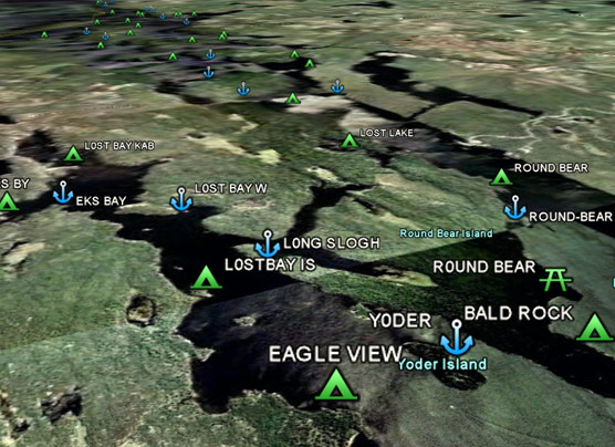 Click here to view Voyageurs campsites, houseboat sites, and day use sites in three dimensions
