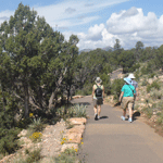 Visitors enjoying a walk on the Rim Trail.