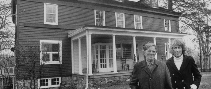 Andrews in front of Weir House