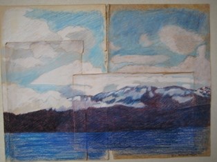 Image of Debee Olson's acrylic work on 100 year old paper