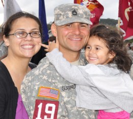 U.S. SFC (P) Ricardo Gutierrez with wife Yvonne and three year old daughter Adalina