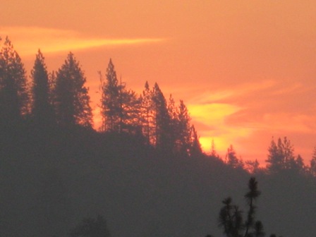 Smoke from Motion Fire as it backs down ridge into Whiskey Creek drainage.