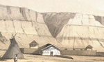 Small section of the John Mix Stanley painting of the Hudson's Bay Company's Fort Walla Walla.