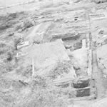 Exposed foundation of mission house