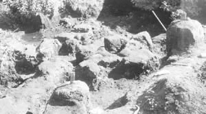 pieces of adobe on ground