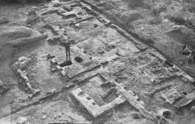 View of uncovered foundations.