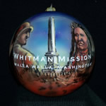 Christmas ball with image of Marcus Whitman, a Cayuse Indian, and the memorial shaft. Christmas ball with image of Marcus Whitman, a Cayuse Indian, and the memorial shaft.