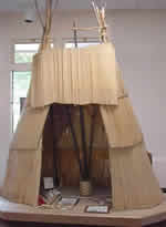 Scaled down model of a tule lodge.