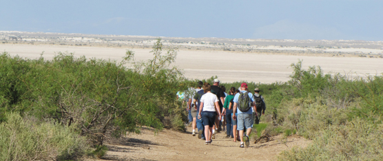 Group walking to Lake Lucero