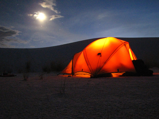Camping under a full moon