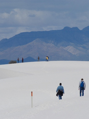 Hikers on the Alkali Flat trail