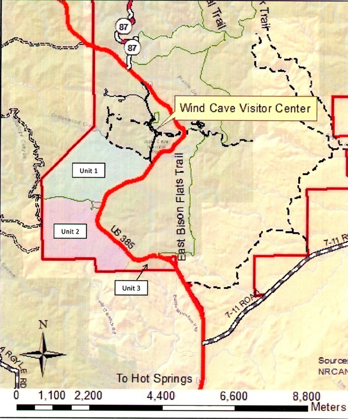 Map showing three units of the Cold Brook Burn