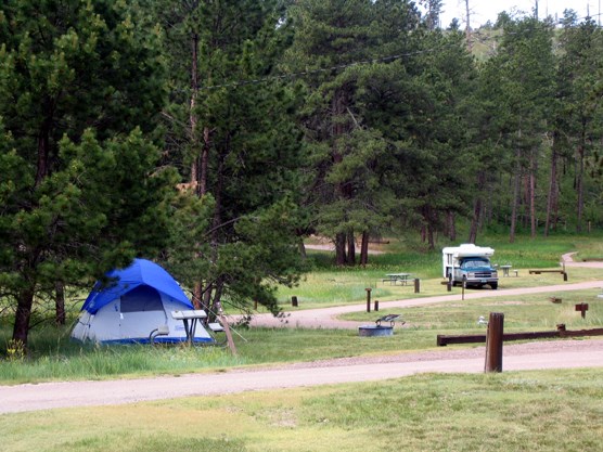 Campsites at Elk Mountain Campground in Wind Cave National Park.