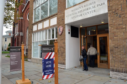 Voters outside WRNHP visitor center