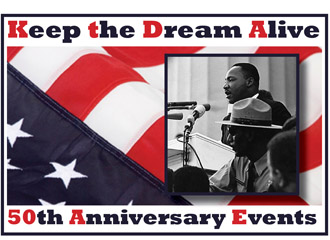Keep the Dream Alive logo with flag and image of King.