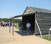 A replica of the Wright brothers' hangar