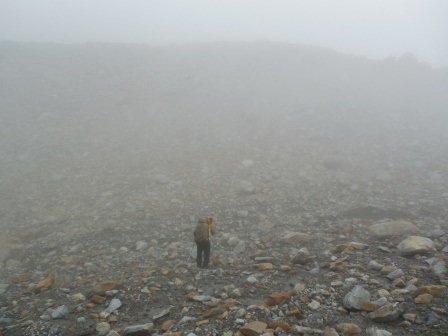 Hiking through the fog Hiking through the fog