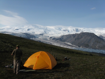 Camping above Long Glacier