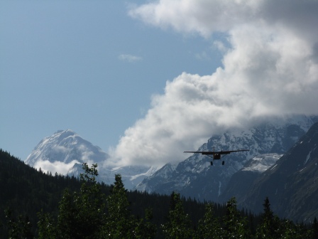 Plane landing at Glacier Creek