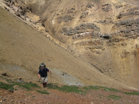 Volunteer hiking the Goat Trail