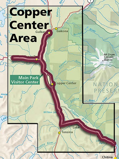 Map showing the Copper Center Area
